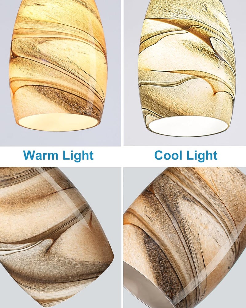 karyfine Oval Glass Pendant Lamp Shade - Grey Blue Art Glass Light Covers for Kitchen Island Pendant Light Replacement (Light Brown) - Image 4